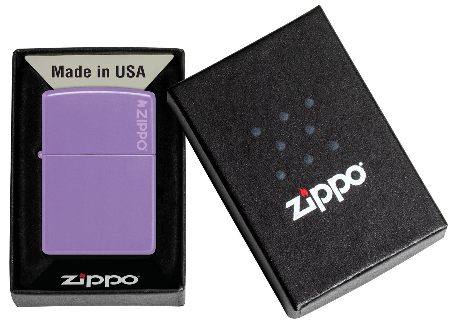 Lavanda ahumada clásica con el logotipo de Zippo