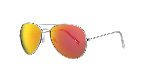 Vue de face 3/4 lunettes de soleil aviateur Zippo orange argenté