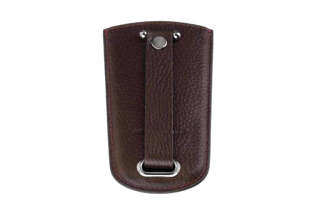 Vue de dos porte-clés Zippo cuir marron
