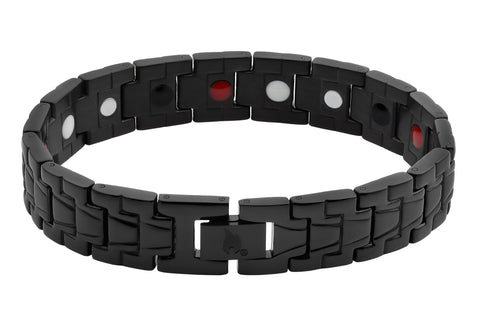 Vue de dos bracelet en acier inoxydable noir 