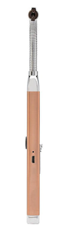 Vue de côté allume-bougie Zippo avec embout flexible rosé doré et prise USB