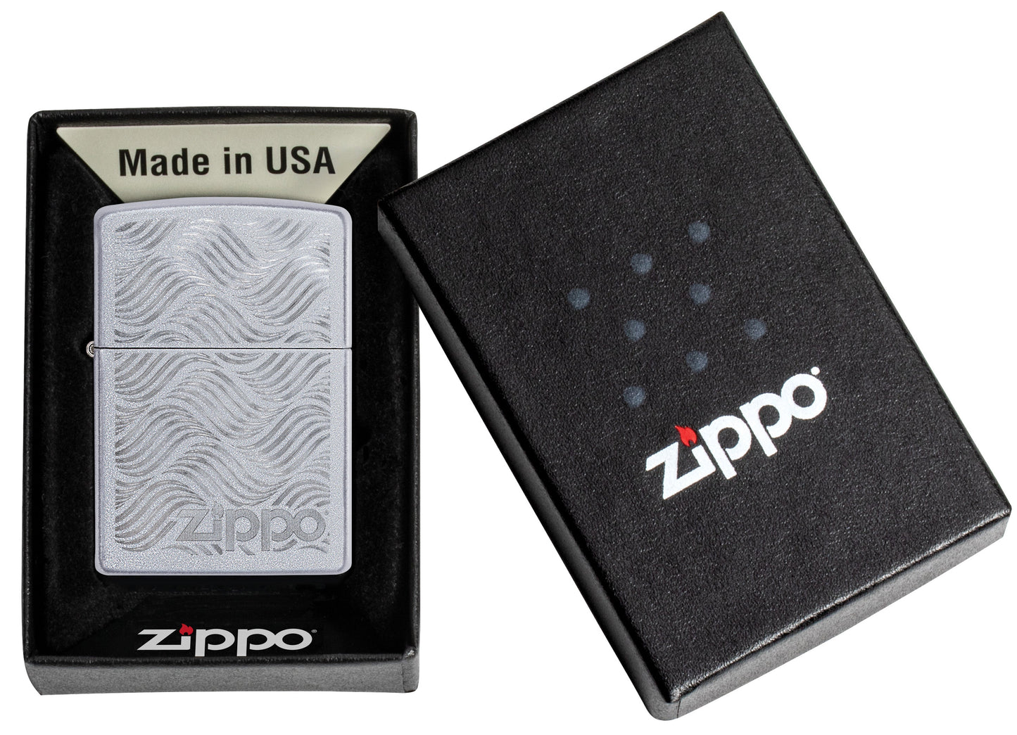 Mechero a prueba de viento Zippo Geometric Pattern Design en su caja de regalo