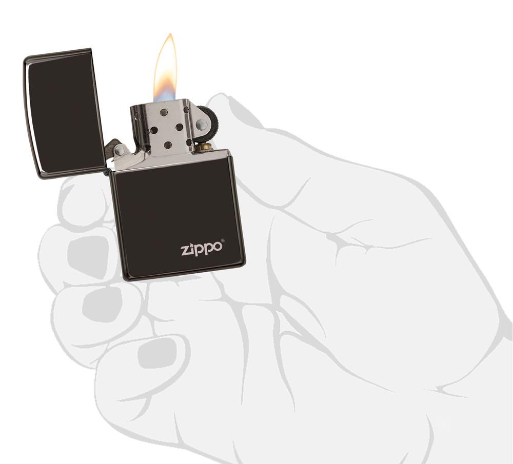 High Polish Black Zippo Logo