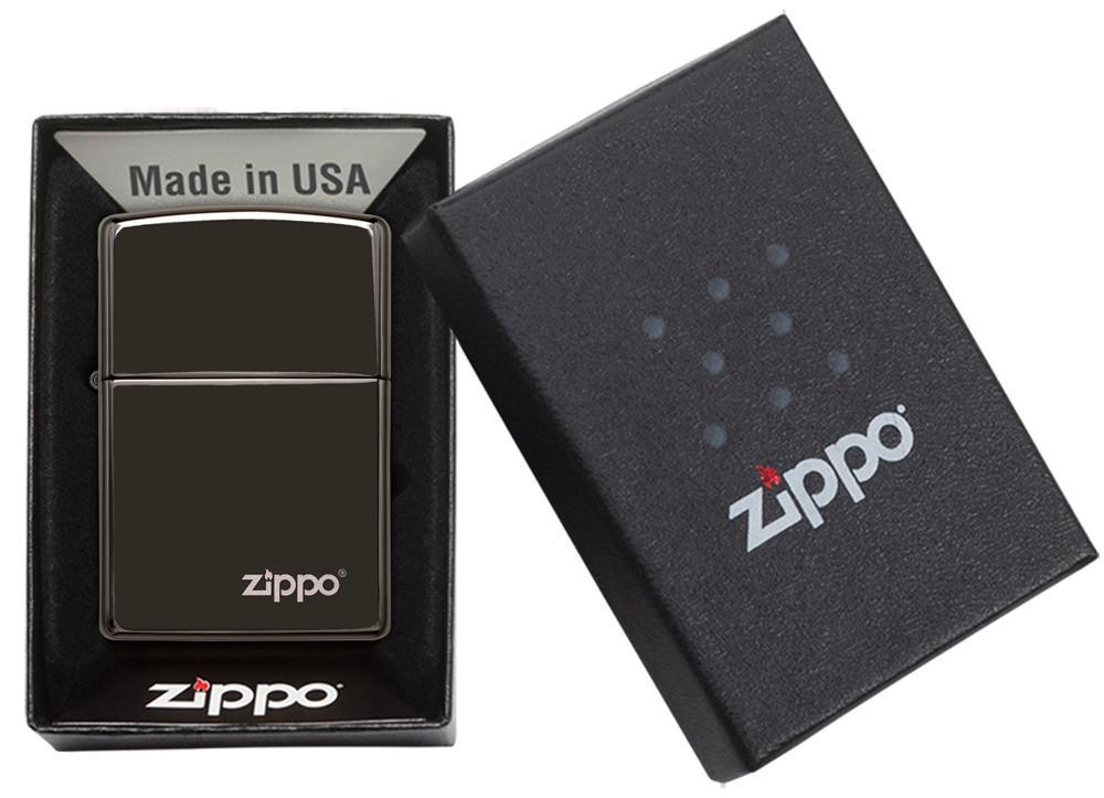 High Polish Black Zippo Logo