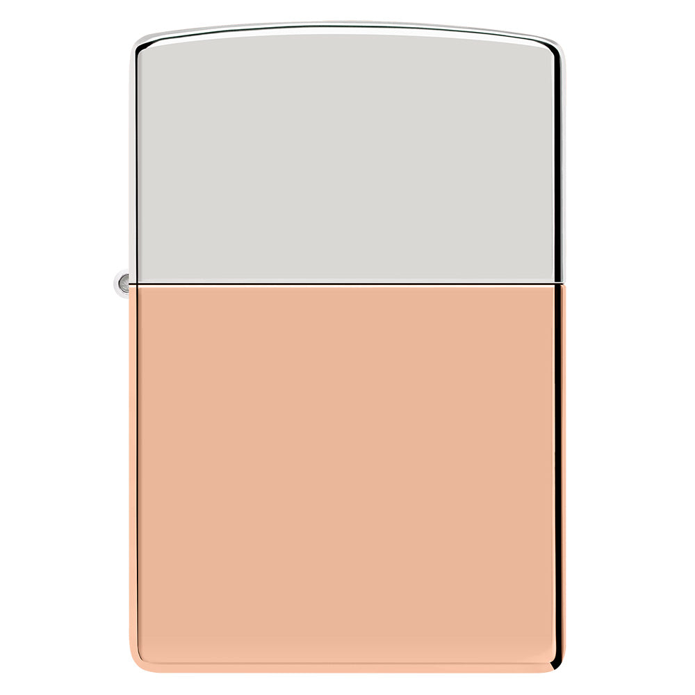 Vista frontal del encendedor Zippo Bimetal Case Copper storm