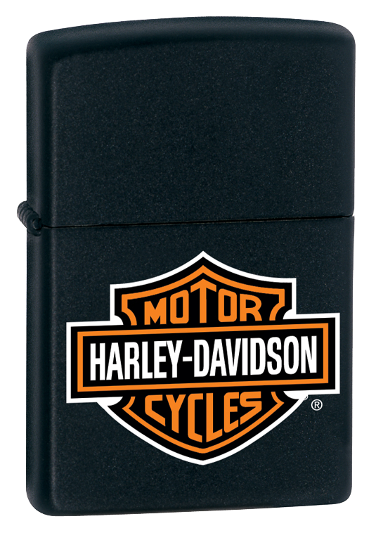 Vista de tres cuartos del mechero a prueba de viento Zippo Harley-Davidson®