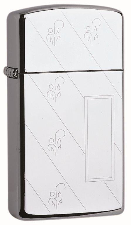 Vista de tres cuartos del mechero a prueba de viento Zippo Slim® Diagonal