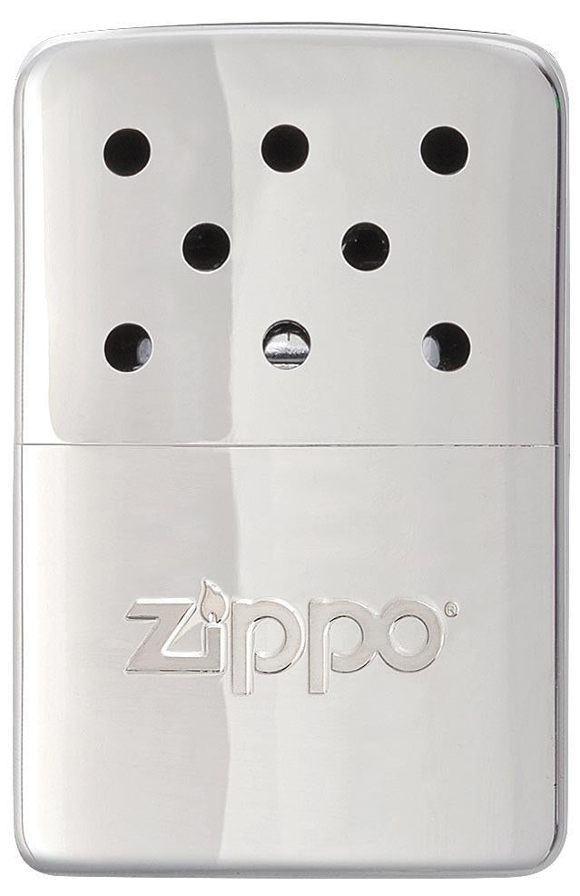 Vue de face chauffe-mains Zippo métal chrome petit modèle