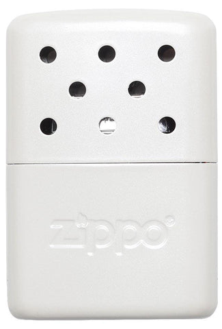 Vue de face chauffe-mains Zippo métal blanc petit modèle