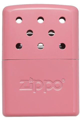Vue de face chauffe-mains Zippo métal rose petit modèle