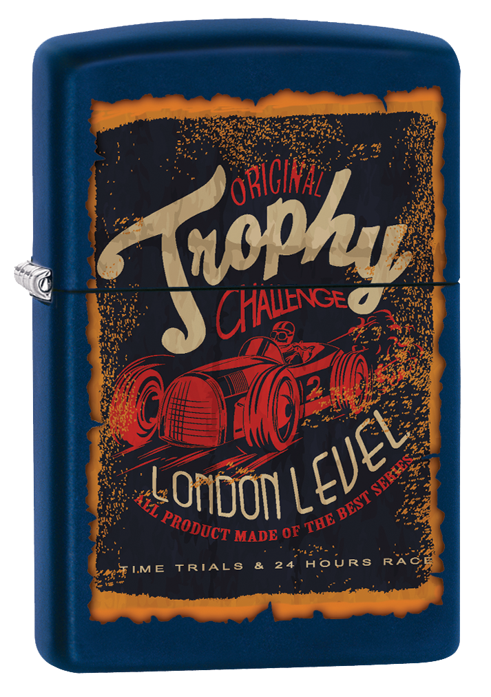 Vista de tres cuartos del mechero a prueba de viento Zippo Trophy Challenge