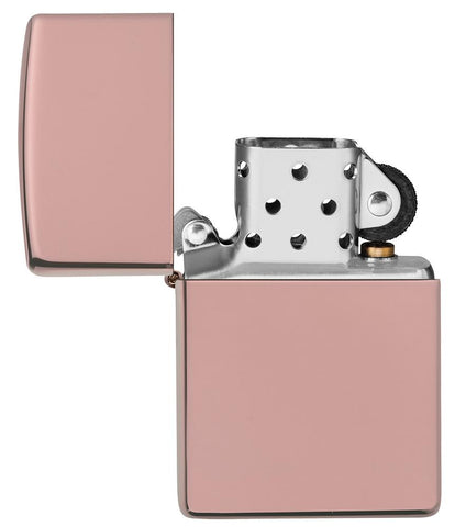 Briquet Zippo or rose haute brillance, ouvert