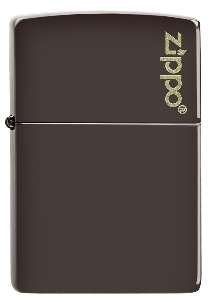 Vue de face briquet Zippo marron mat avec logo Zippo
