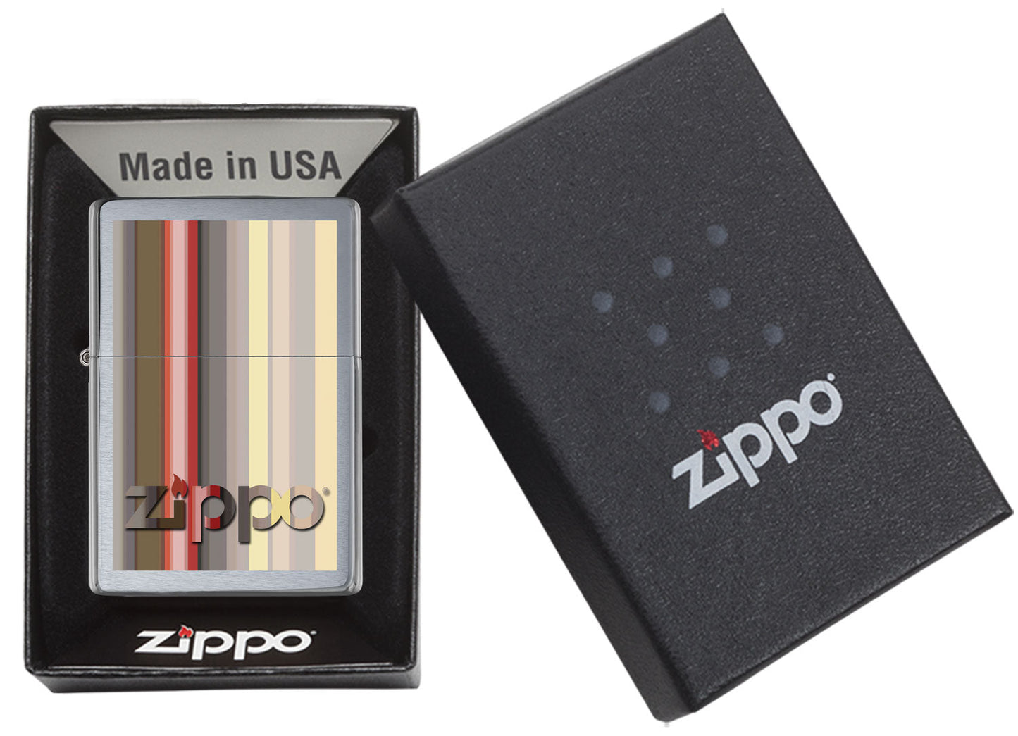 Mechero a prueba de viento Zippo Stripes Design en su caja de regalo
