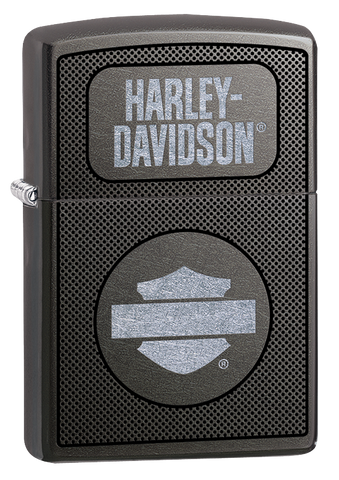 Vista de tres cuartos del mechero a prueba de viento Zippo Harley-Davidson®