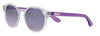 Gafas de sol Zippo vista frontal ¾ de ángulo con montura y lentes transparentes y patillas en color morado