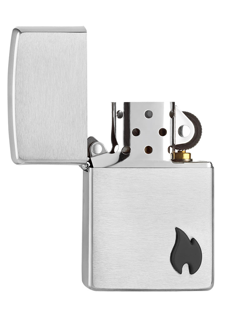 Clásico Brushed Chrome con emblema de llama