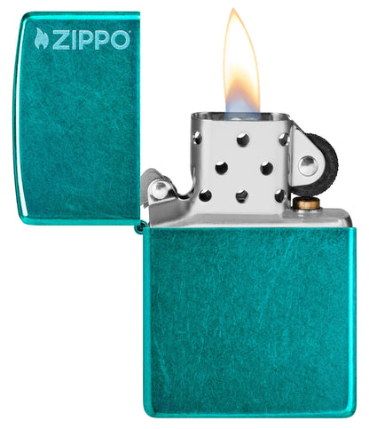 Classic Candy Teal con logotipo de Zippo