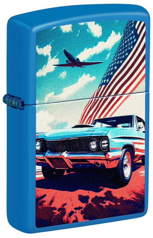 Diseño «muscle car» y bandera de EE. UU.