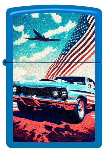 Diseño «muscle car» y bandera de EE. UU.