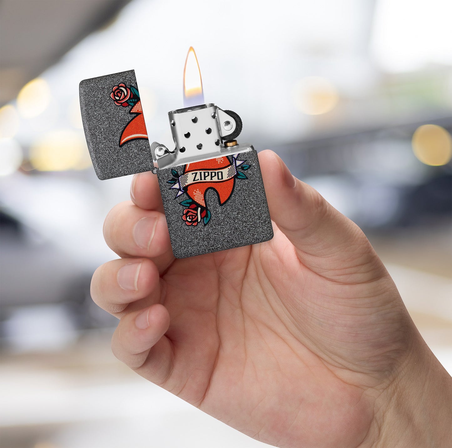 Diseño de tatuaje de la llama de Zippo