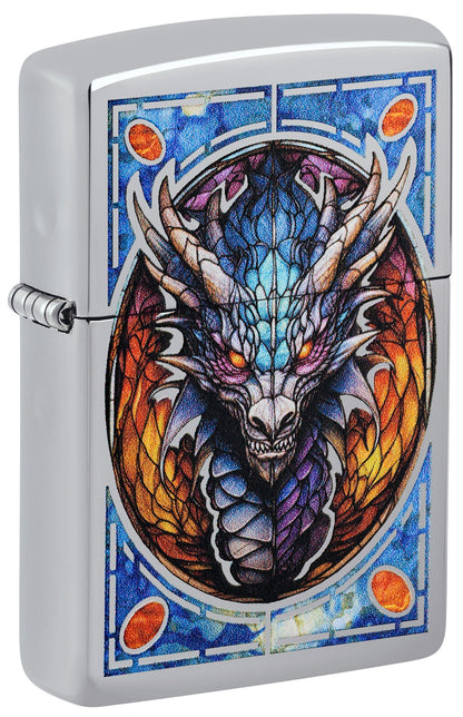 Diseño de dragón de vidriera