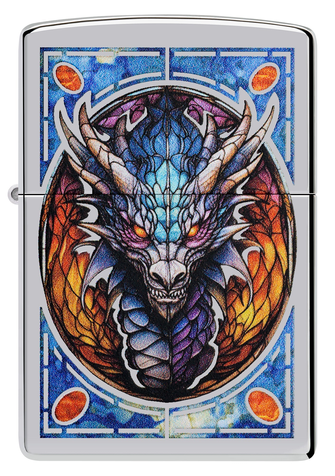 Diseño de dragón de vidriera