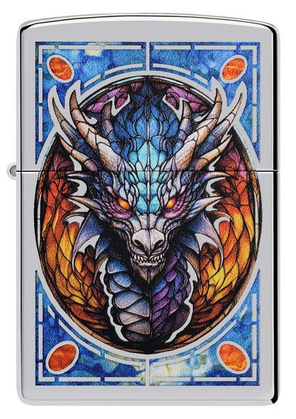 Diseño de dragón de vidriera