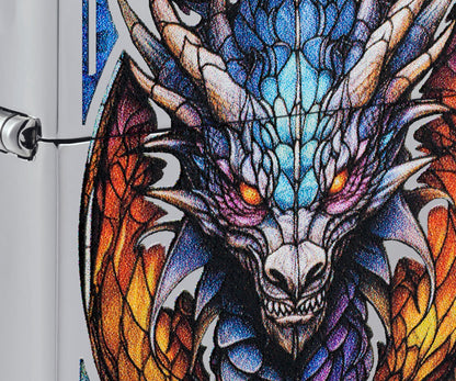 Diseño de dragón de vidriera