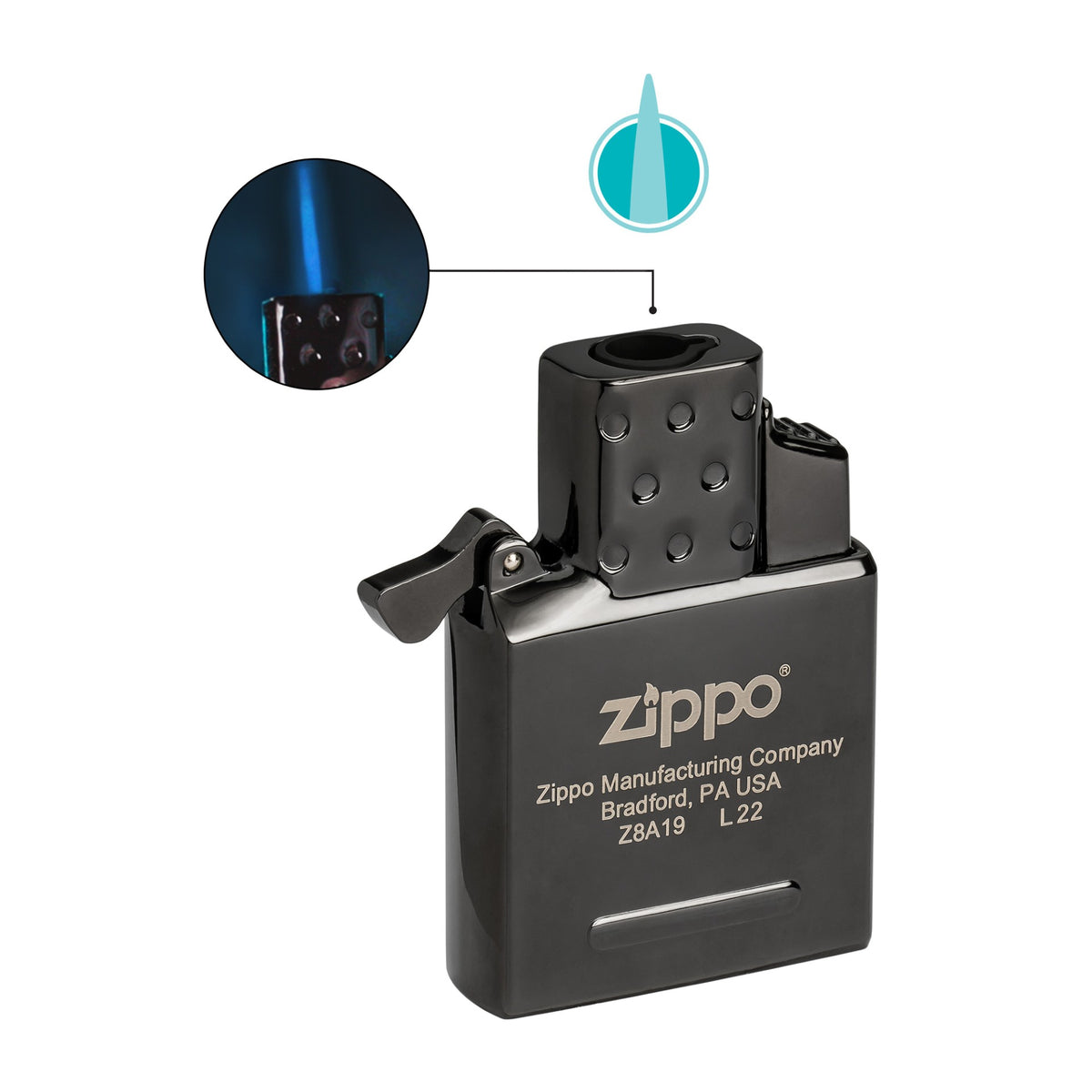 Recambio de encendedor de butano con llama simple – negro