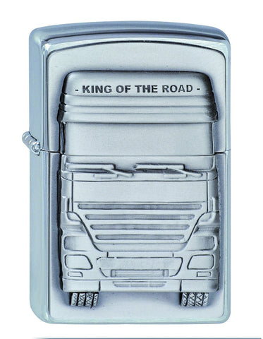Vue de face 3/4 briquet Zippo emblème avant de camion