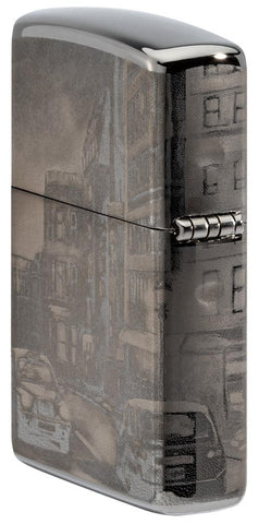 Seitenansicht Rückseite Zippo Feuerzeug Black Ice mit Big Ben in London 360 Grad Photo Image Design