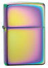 Vue de face 3/4 briquet Zippo Slim multicolore modèle de base