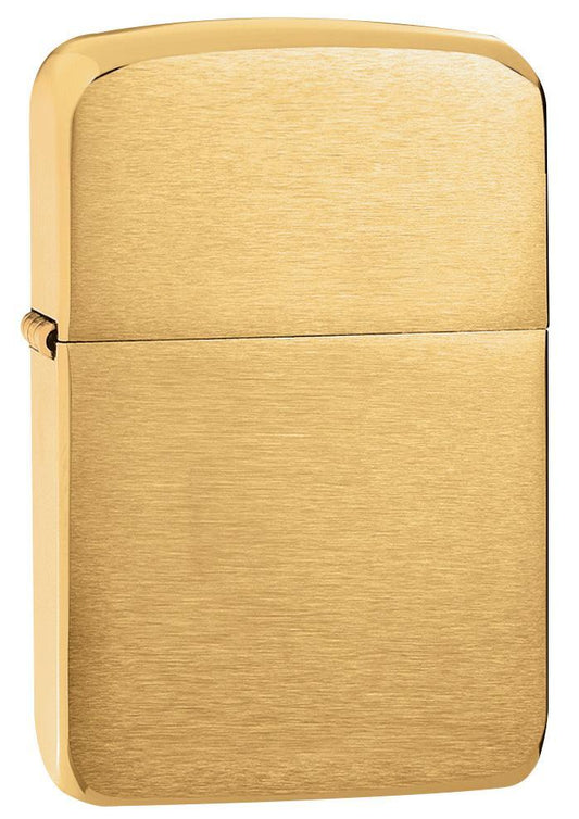 Réplica del encendedor Zippo 1941 Vista frontal ¾ Ángulo de latón cepillado en oro