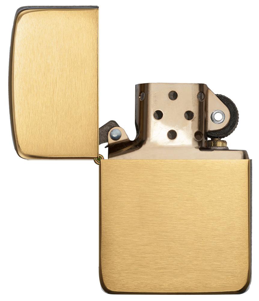Réplica de encendedor Zippo 1941 vista frontal abierta en latón cepillado en oro