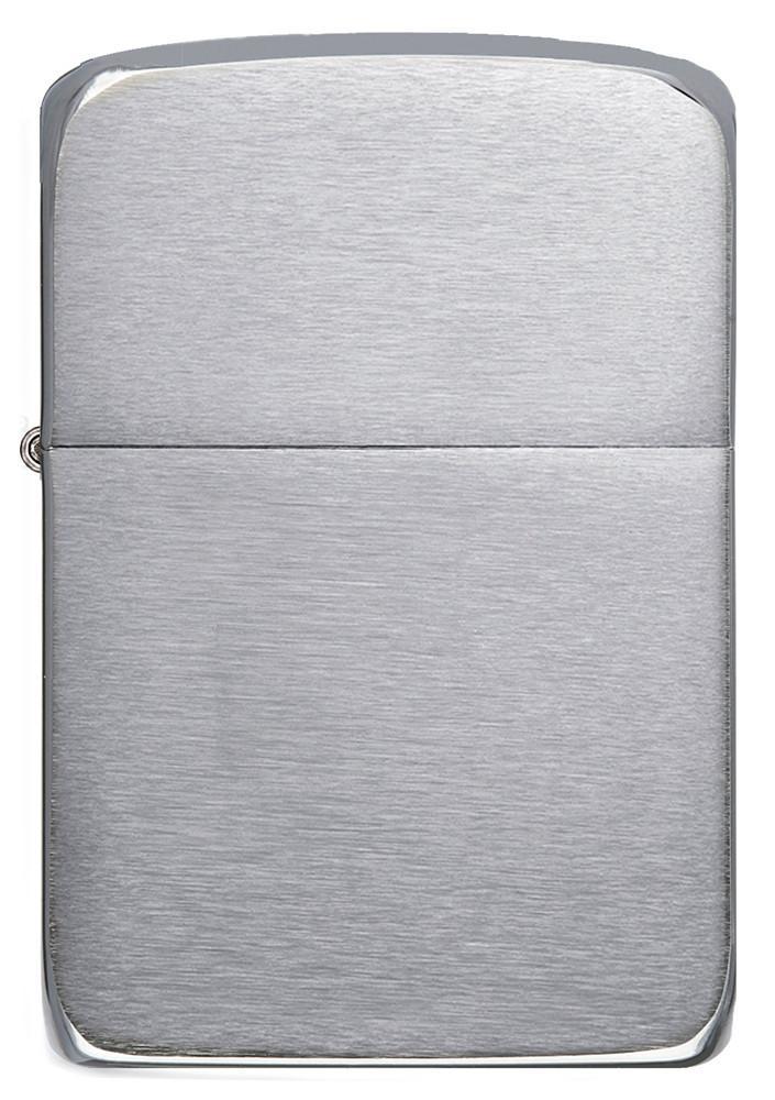 Réplica de encendedor Zippo 1941 vista frontal en aspecto de cromo cepillado