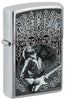 Encendedor Zippo Vista Frontal ¾ Ángulo Cromado Cepillado con Imagen de Eric Clapton por Ron Pownall