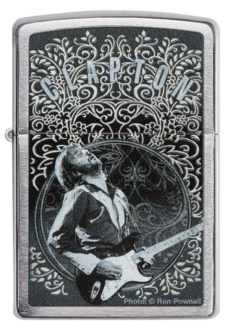 Encendedor Zippo Vista Frontal Cromo Cepillado con Imagen de Eric Clapton por Ron Pownall