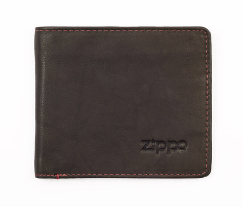 Vue de face portefeuille fermé avec marque Zippo, format horizontal