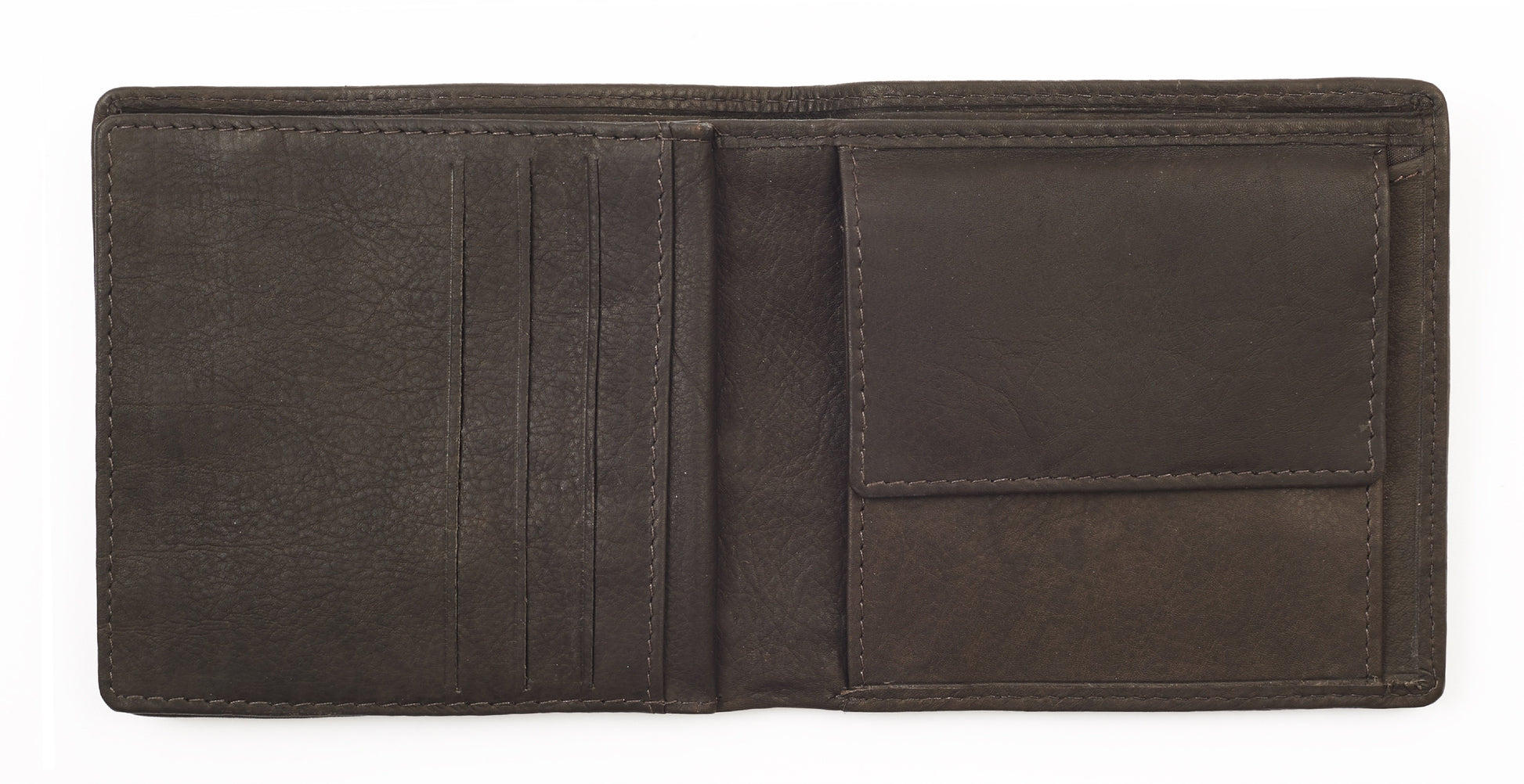 Portefeuille marron mélange cuir et lin logo Zippo, ouvert