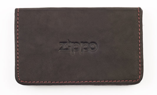 Vue de face porte-cartes de visite fermé avec le logo Zippo