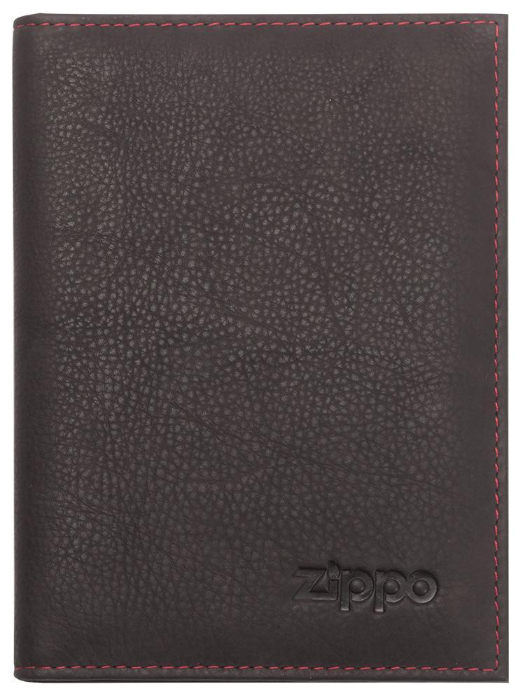 Vue de face portefeuille à cartes de crédit marron avec logo Zippo