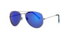 Vista frontal 3/4 de las gafas de sol de piloto Azules Zippo