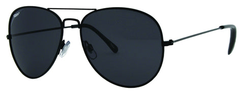 Vista frontal 3/4 de las gafas de sol de Piloto Zippo con montura negra