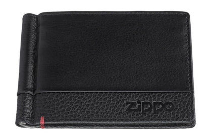 Pince à billets portefeuille noir fermé avec logo Zippo