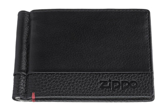 Pince à billets portefeuille noir fermé avec logo Zippo