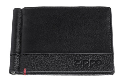 Pince à billets portefeuille noir fermé avec logo Zippo