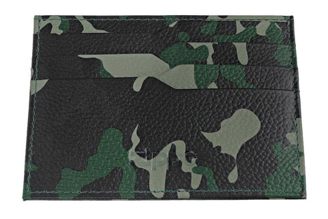 Vue de face porte-cartes de crédit motif camouflage vert 5 compartiMen,ts logo Zippo
