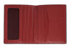 Vue de face portefeuille pour cartes avec intérieur en cuir rouge
