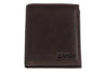 Vue de face portefeuille Zippo en cuir marron fermé avec logo Zippo